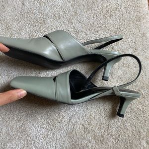 Zara kitten heel sage green sandal 39